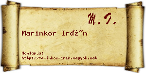 Marinkor Irén névjegykártya
